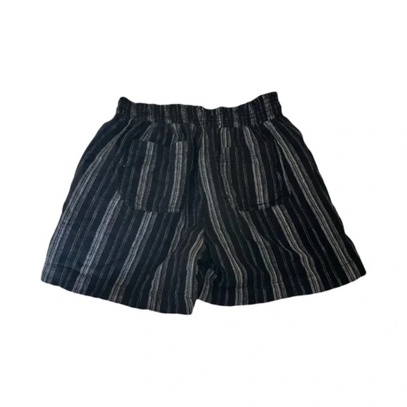 Briggs | New Black Striped Linen Blend Pull On Shorts, Small - Picture 2 of 8